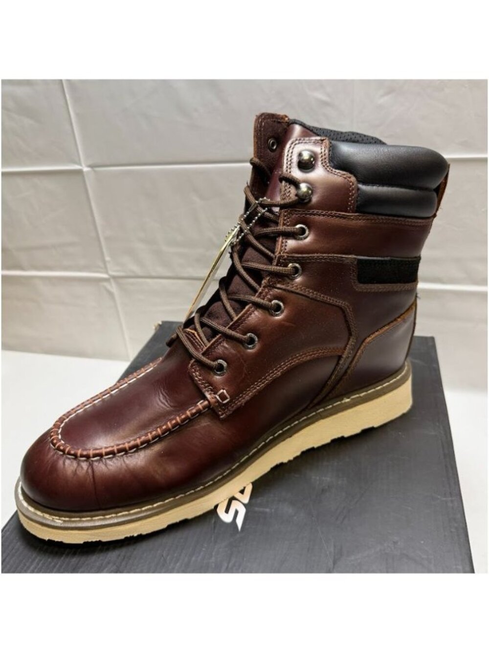 SUREWAY Heavy Duty Soft Toe Full Grain Leather Work Boots Red Wine Size 12 NEW
